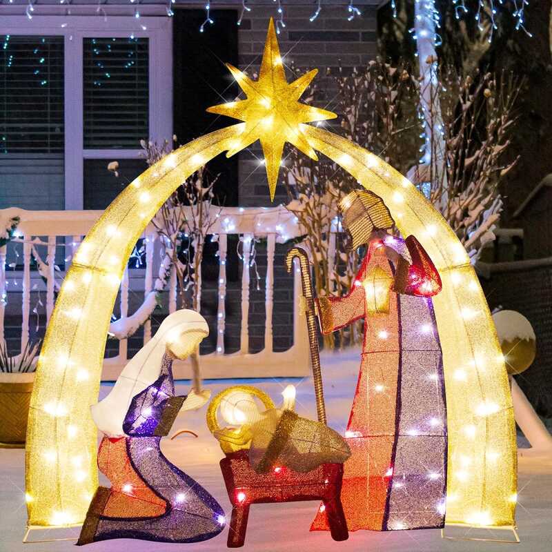 Nativity Decorations Lighted Outdoor Scene Christmas Holy Family Yard ...