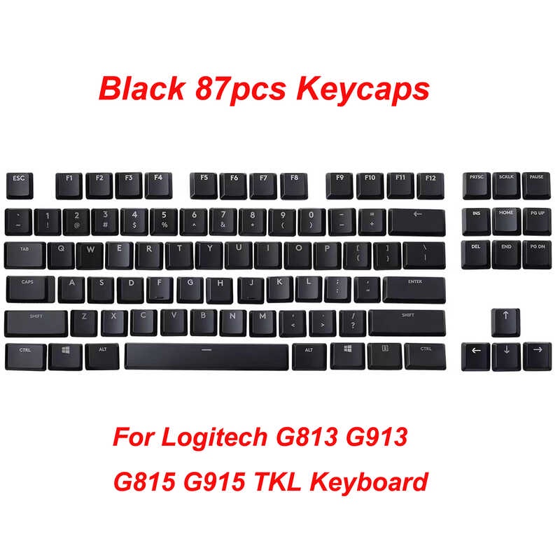 87 Keys Black Keycaps US Layout para sa Logitech G913 G915 G813 G815 ...