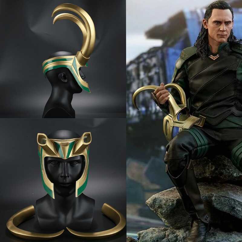 Superhero Helmet With Horns Movie Thor 3 Ragnarok Loki Laufeyson PVC ...