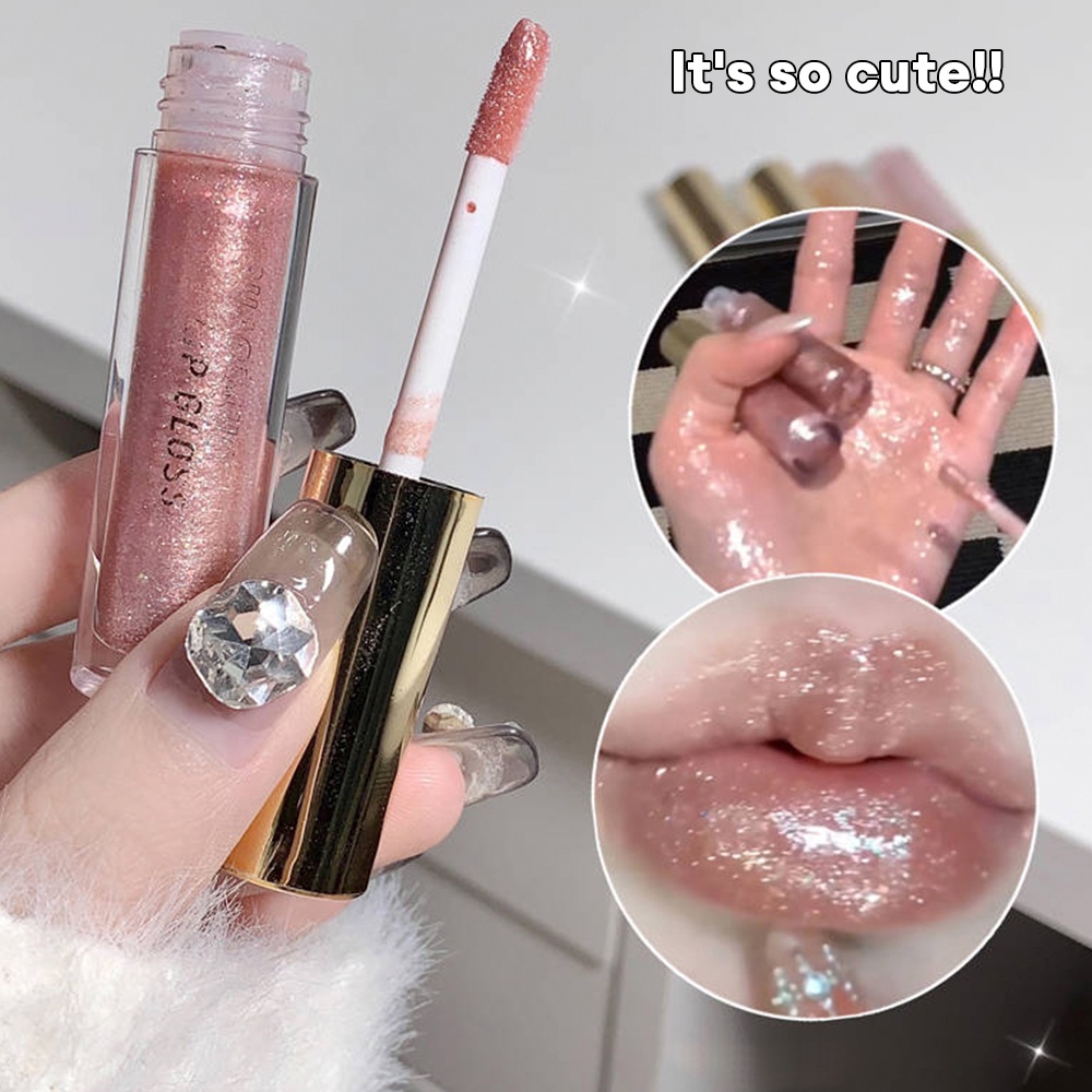 5 Colors Mirror Glitter Lip Gloss Waterproof Sexy Red Shiny Liquid ...