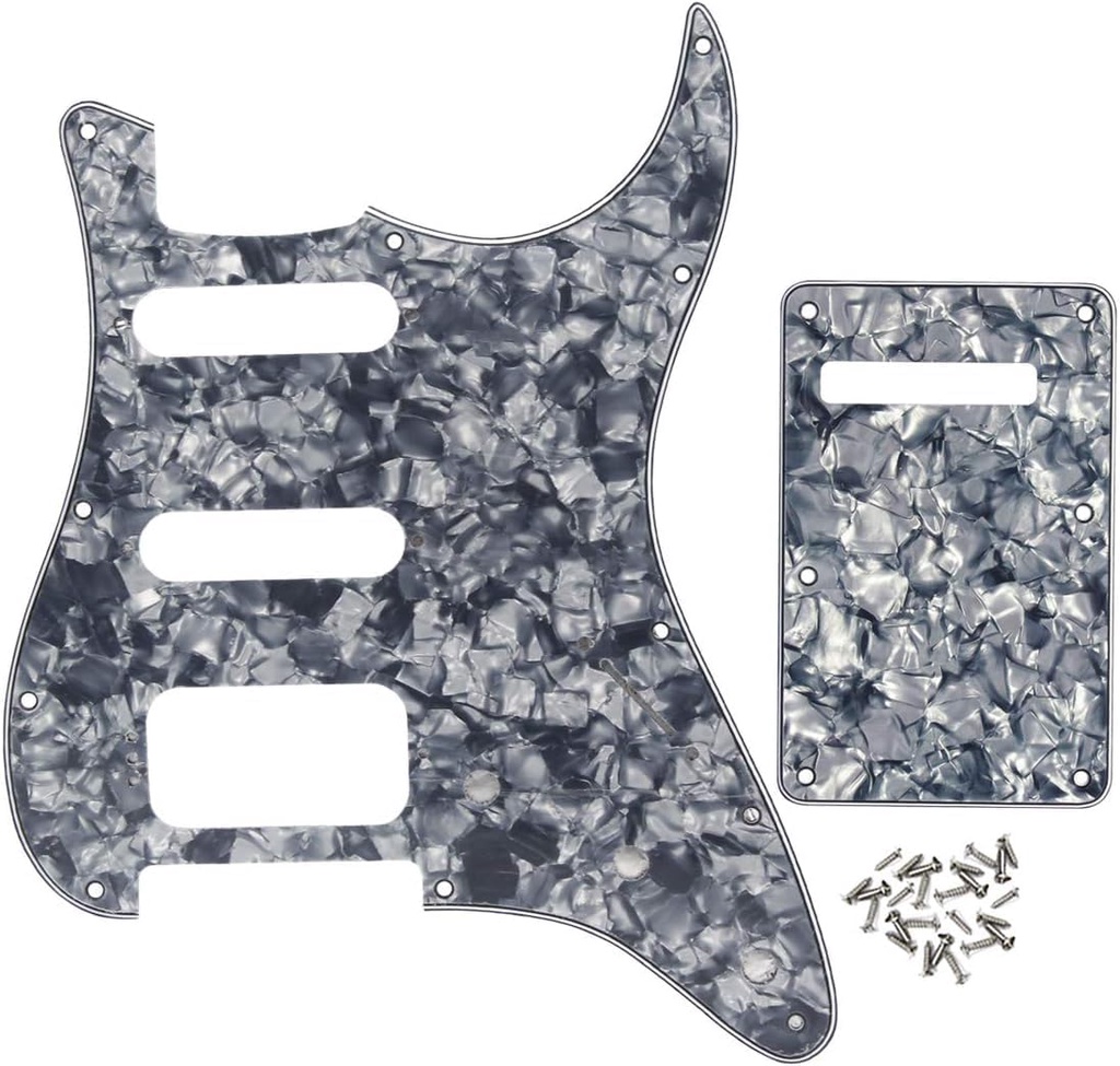 3Ply 11 Hole Round Corner ST HSS Pickguard Guitar BackPlate Set with
