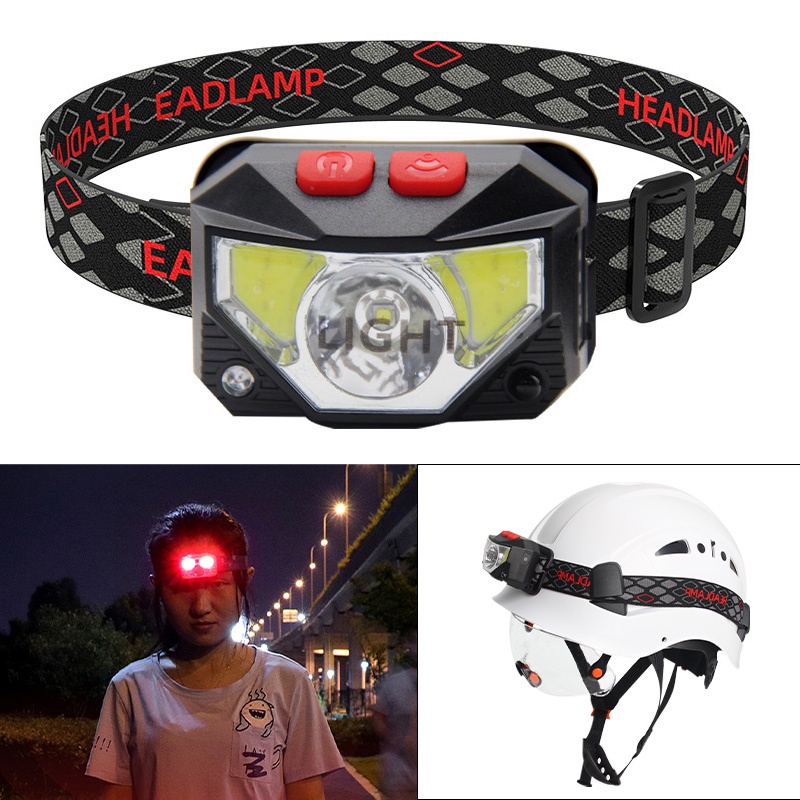 USB Charging LED Headlamp Safety Helmet Headlight Night Sensor Powerful