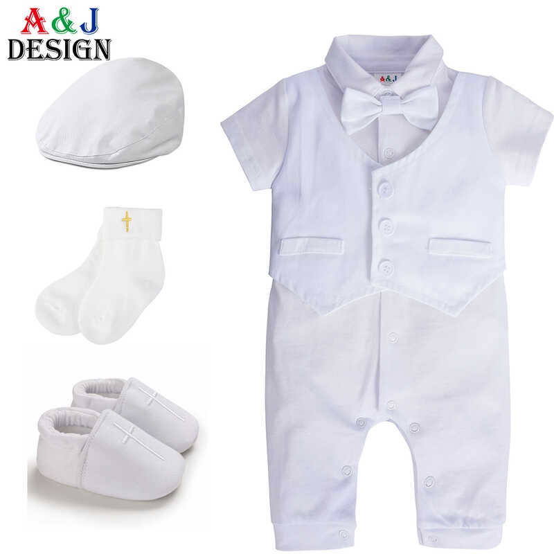A&J DESIGN Baby Boys Christening Outfits Infant Baptism Wedding Romper