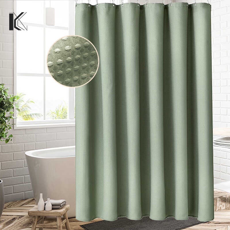 KORMES Bathroom waffle shower curtain waterproof makapal Hanging ...