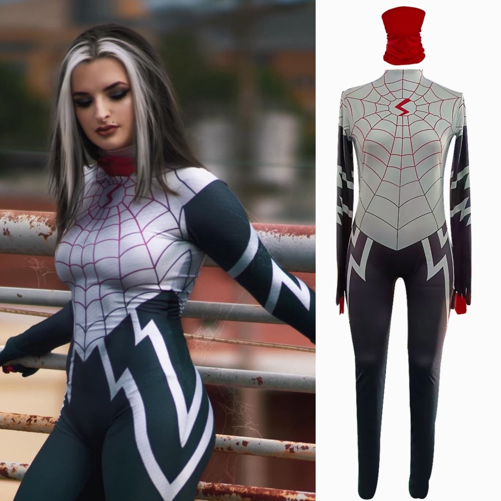 Spider Man Bodysuit Gwen Stacy Cosplay Costume Superhero Halloween Outfit Adult S Xl Shopee