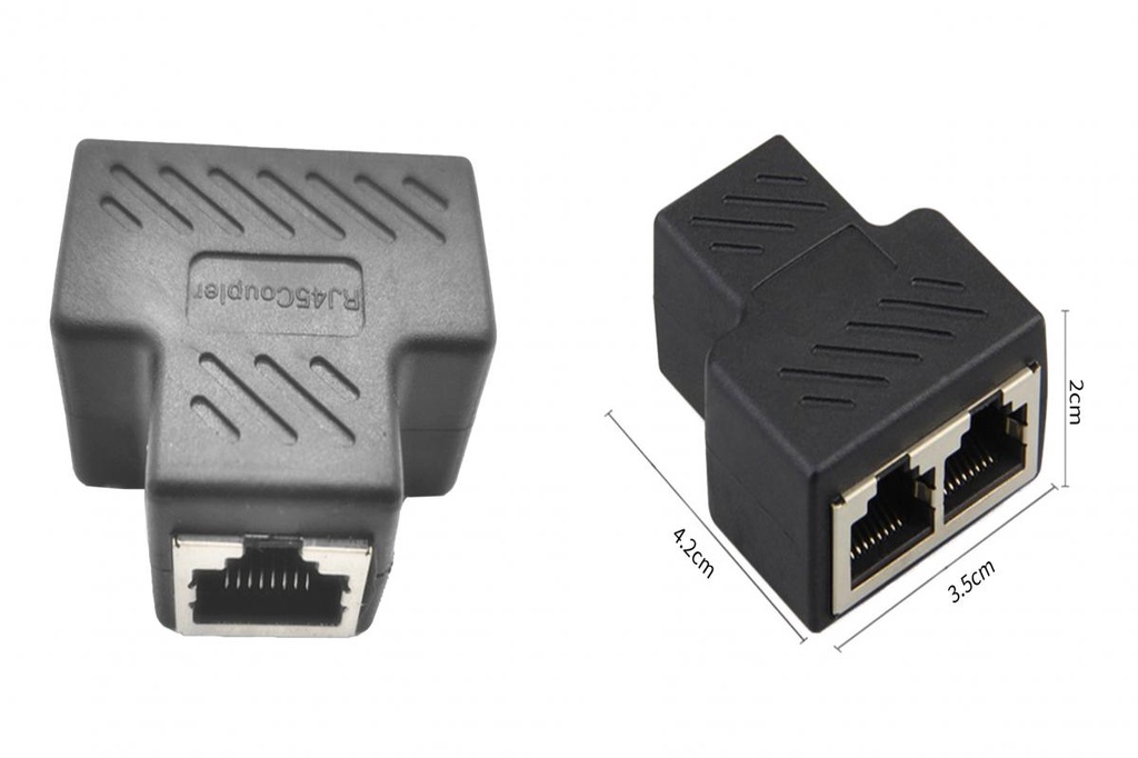 [RB] Black LAN Splitter for Computer Fast Speed 1 to 2 Female