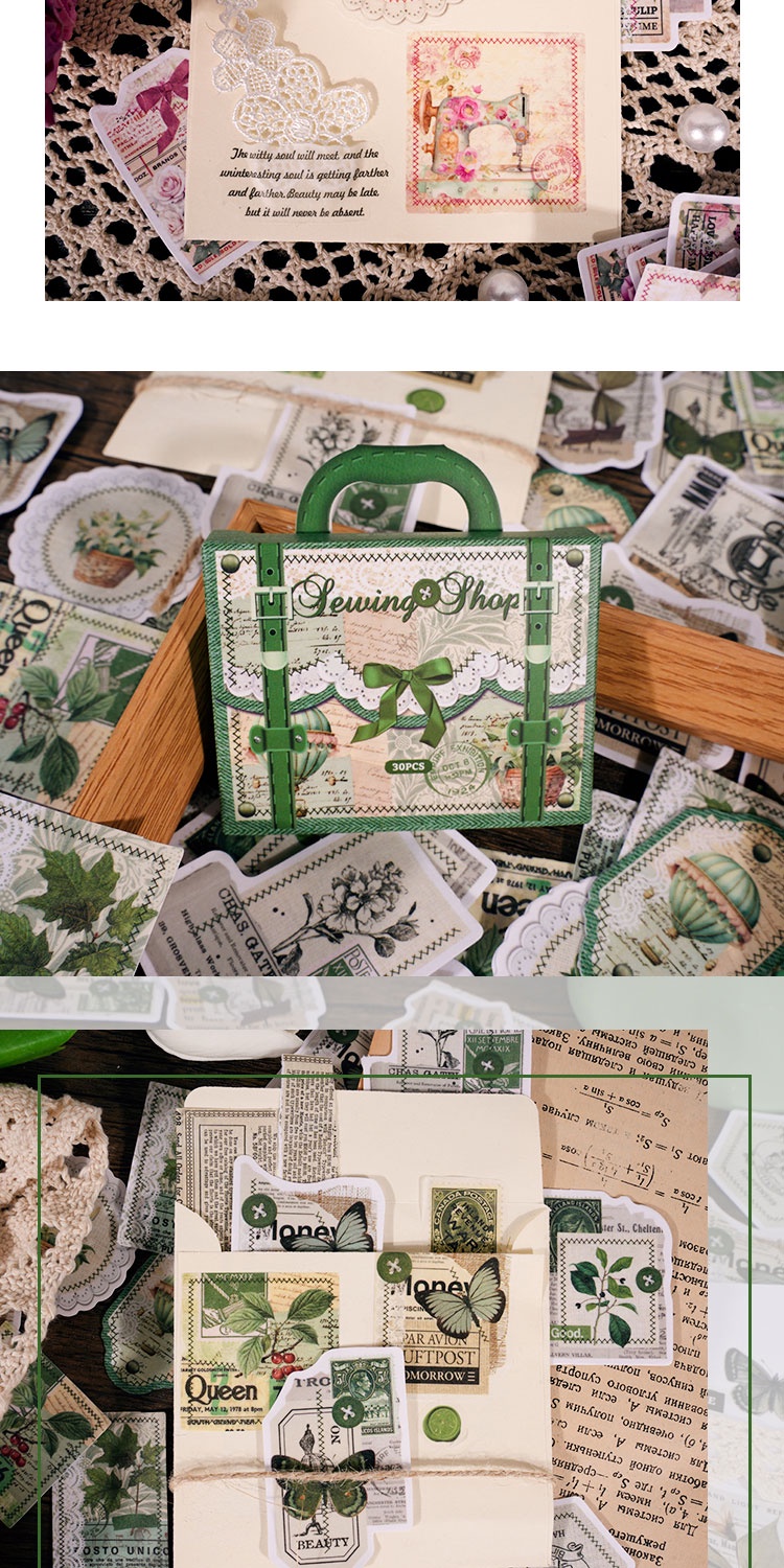 Journamm 30pcs/box Sewing Theme Mini Box Stickers DIY Scrapbooking ...