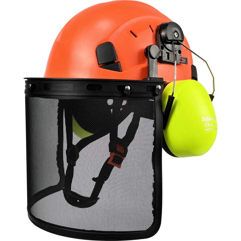 CE Forestry Safety Helmet With Visor Mesh Face Shield Chainsaw Work ABS