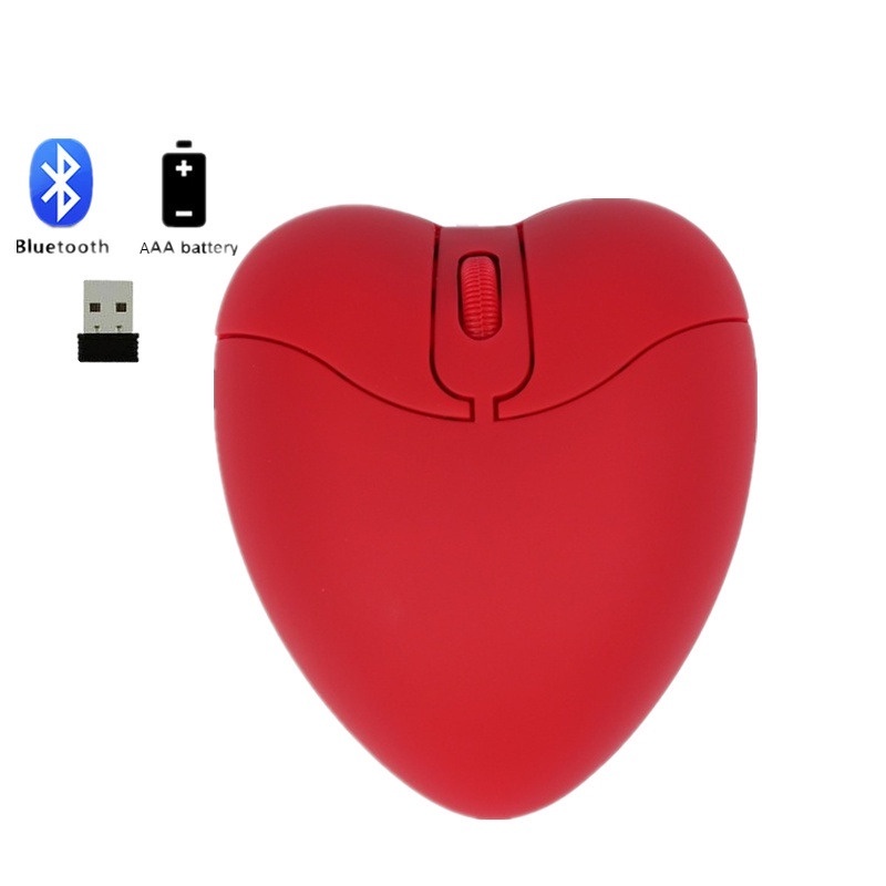 Dual Mode Mouse Computer Mouse 2.4Ghz Bluetooth Cute Love Heart Shaped ...