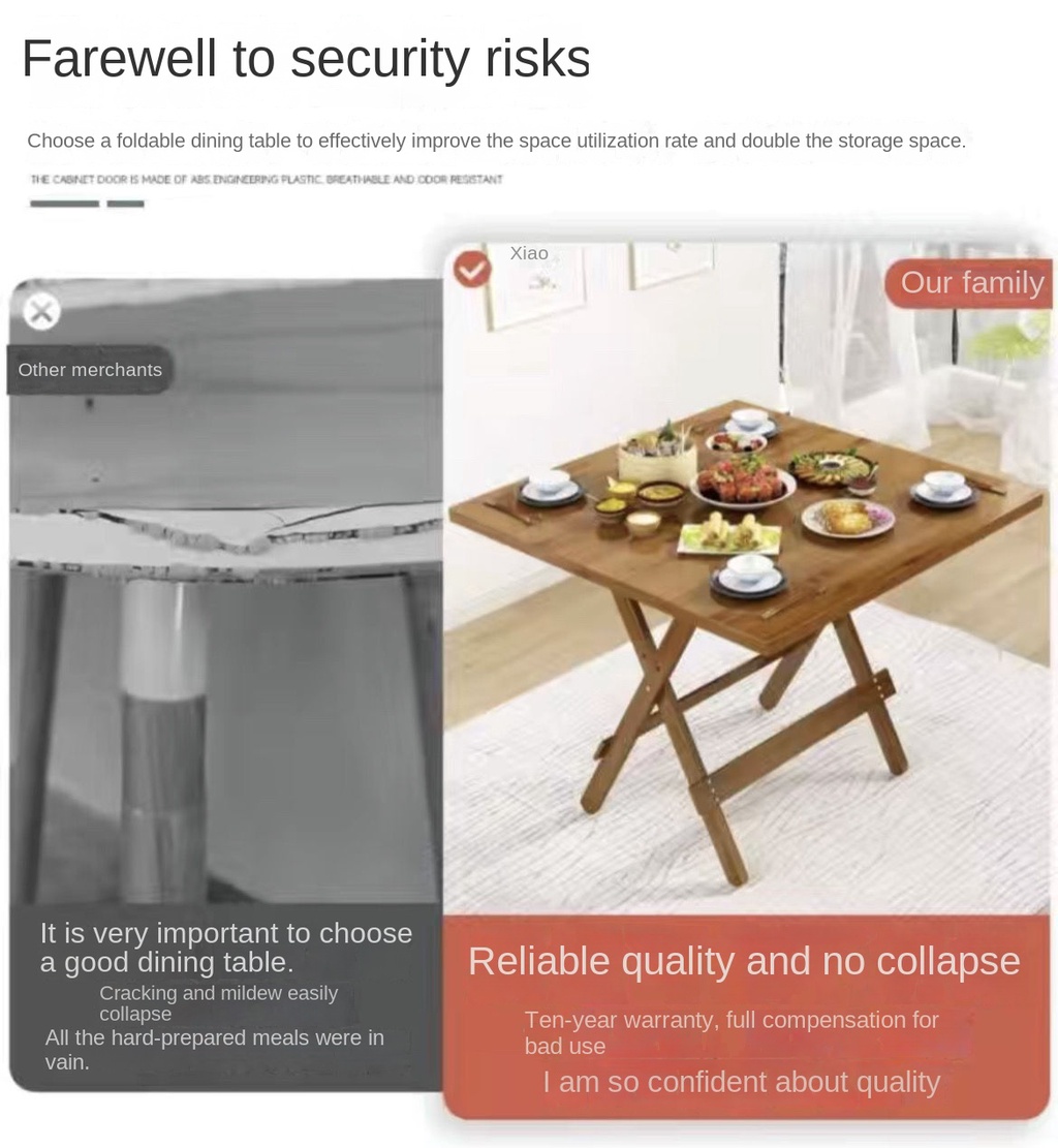No installation of folding tables, square dining tables for households ...