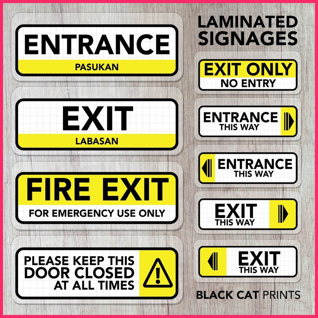 ☢ ® Entrance / Exit / Fire Exit Laminated Signage / Sign Board for ...