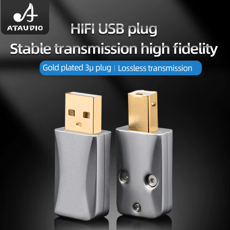 HIFI 24K Gold Plated 2.0 USB Plug HiFi USB DIY Bronze Cover Connector A ...
