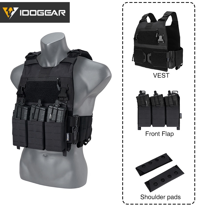 IDOGEAR Tactical FCSK Plate Carrier With Shoulder Pads With KTAR Front ...