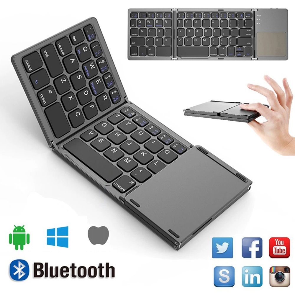 Mini Folding Keyboard Bluetooth Wireless Portable Universal Foldable ...