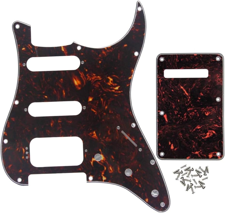 3Ply 11 Hole Round Corner ST HSS Pickguard Guitar BackPlate Set with