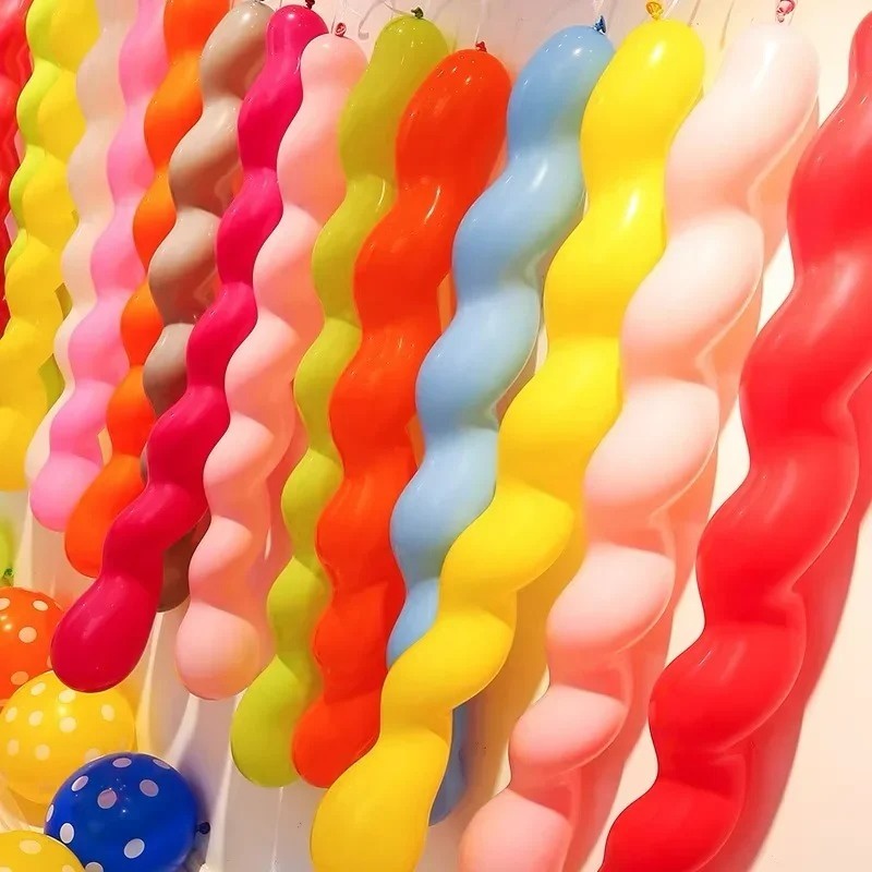 100Pcs/Set Long Spiral Latex Balloons Random Color Inflatable Twist ...