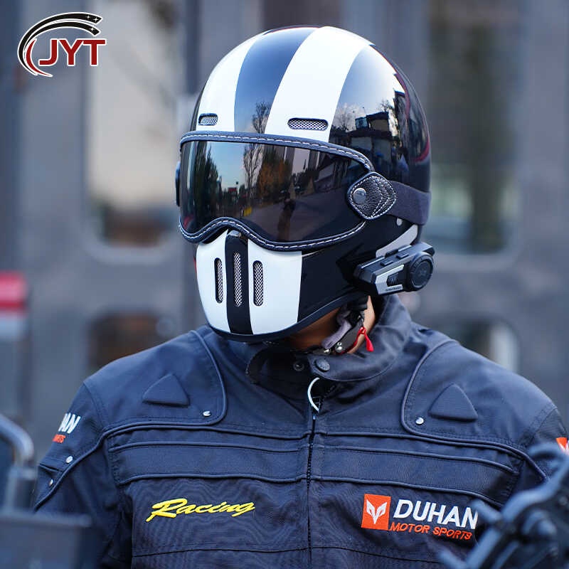 Retro TT&COCASCOS Helmet Fiberglass Full Face Helmet Cafe Racer Light ...