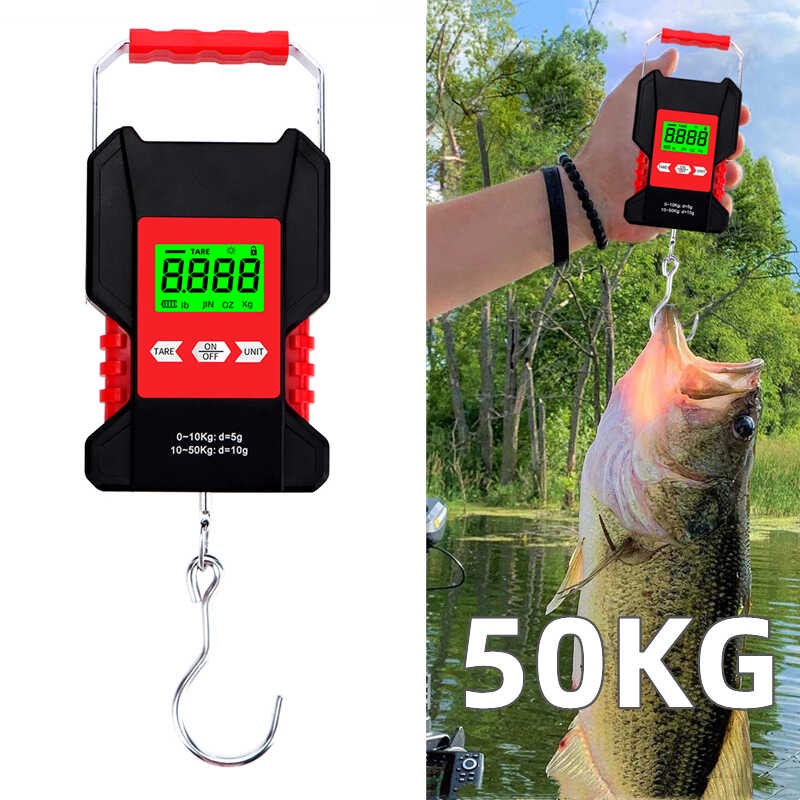 50KG/5g Digital Fishing Scale na may 1.5m Ruler Portable Travel