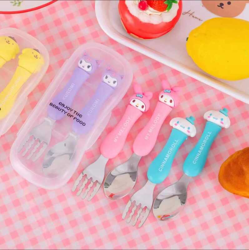 Kids Spoon and Fork Set Sanrio Character Kawaii Kuromi My Melody ...