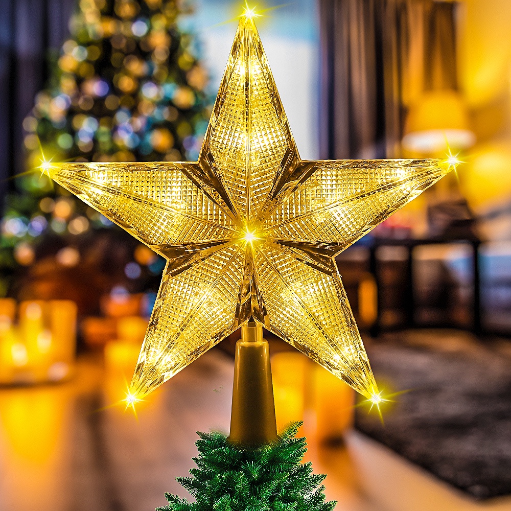 Christmas Tree Decorative Plastic Translucent Pentagram Top Light/ EU ...
