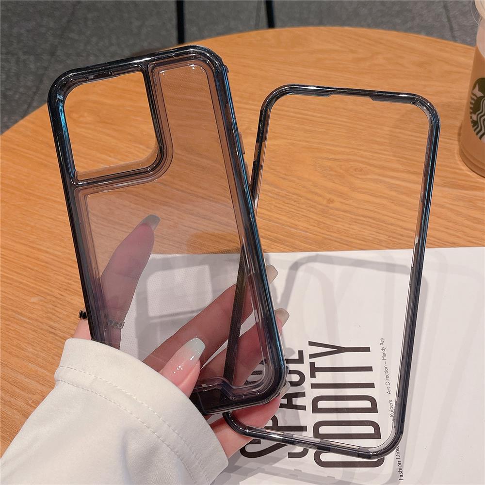 3 in 1 Hybrid Armor Bumper Shockproof Transparent Phone Case For iPhone