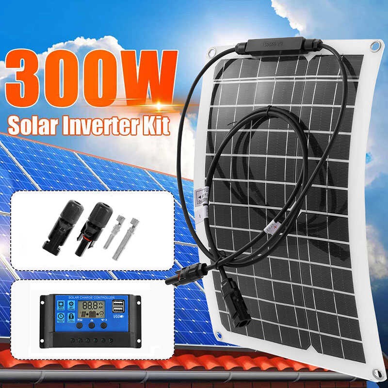 20W-300W Flexible Panel 12V Battery Charger Dual USB With 10-100A ...