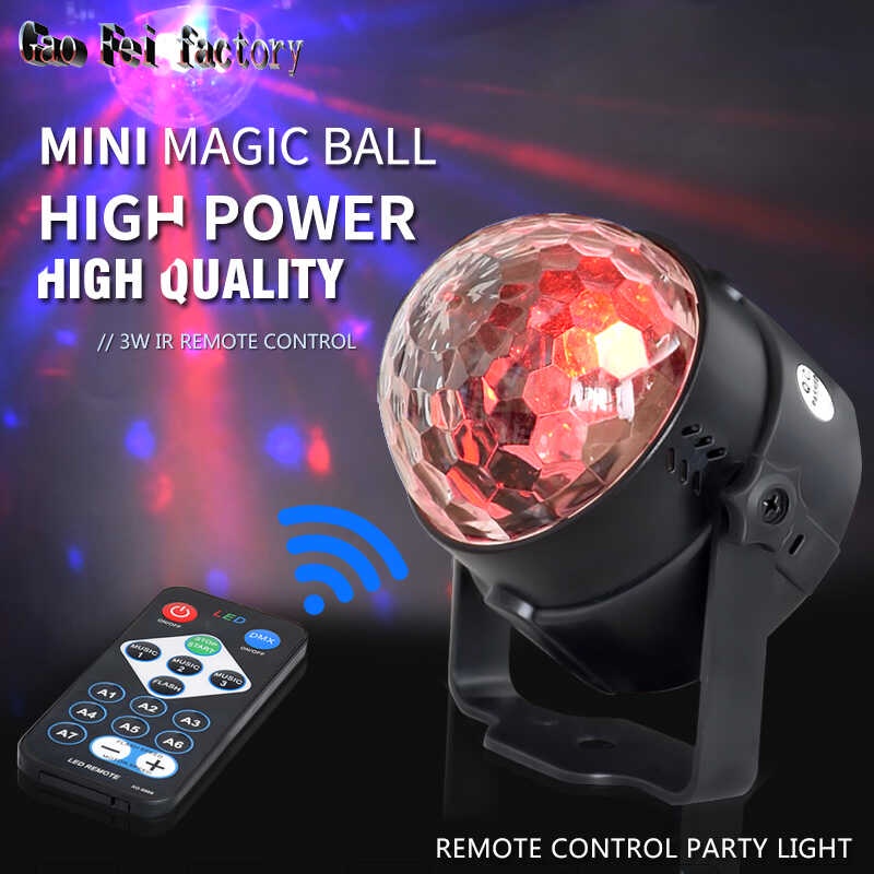 3 LEDs Magic Ball Disco Light Stage Lighting Effect na may Remote ...