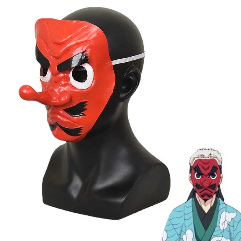 Demon Slayer Kimetsu No Yaiba Urokodaki Sakonji Red Latex Tengu Mask ...