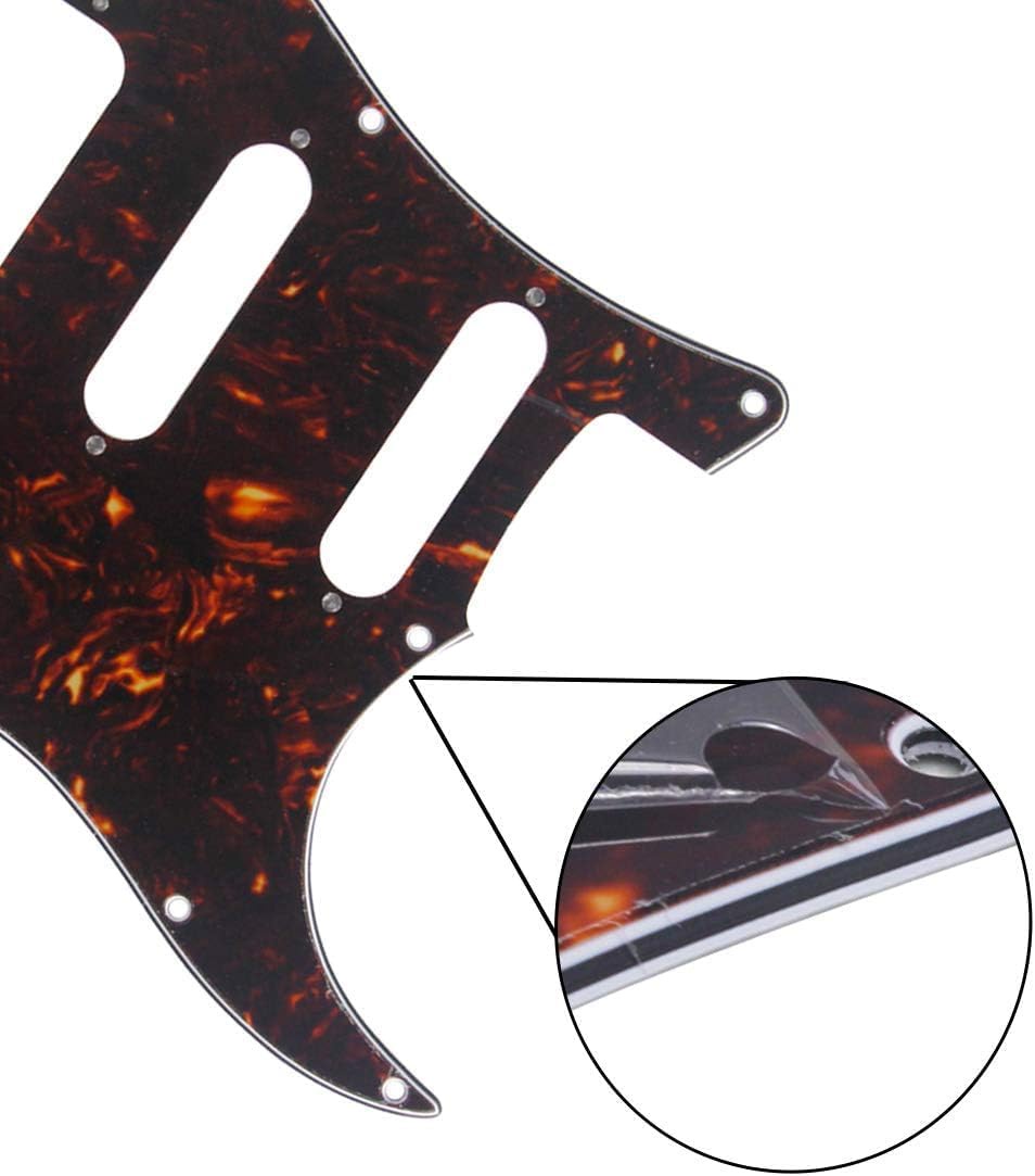 3Ply 11 Hole Round Corner ST HSS Pickguard Guitar BackPlate Set with