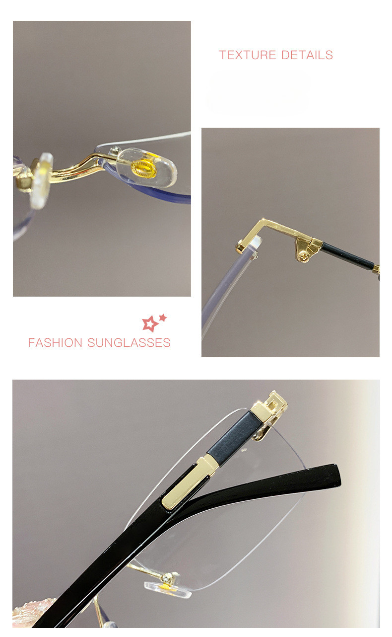 0~-400 new fashion photochromic frameless anti-blue myopic glasses Cut ...