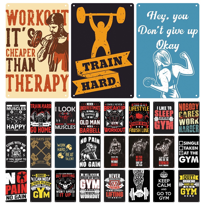 2024 Gym Retro Metal Tin Sign Fitness Funny Vintage Iron Poster ...