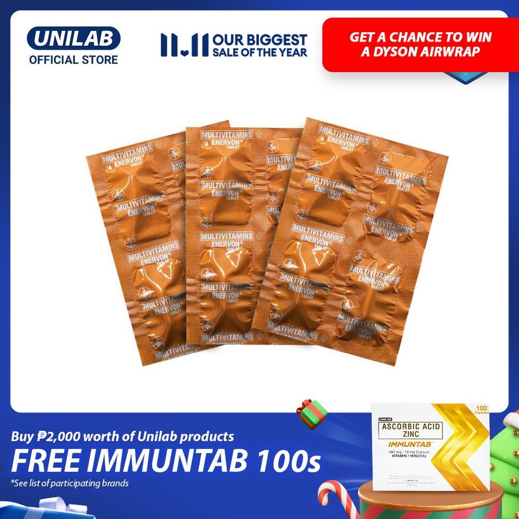 Unilab Enervon C Multivitamins for Adults 12 Tablets For Everyday