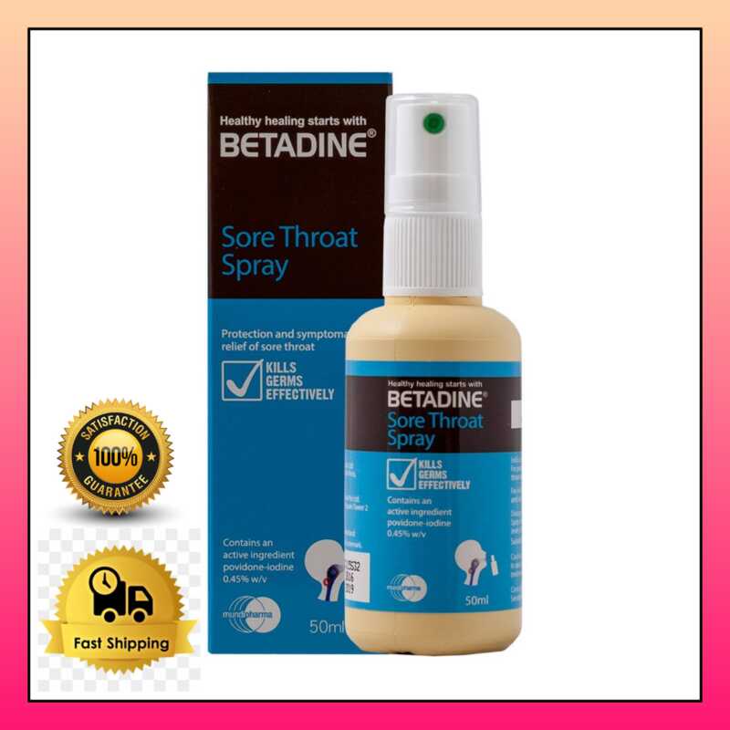Betadine THROAT Spray 50ml Povidone Iodine Sore throat relief kills