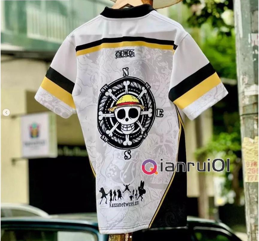 One Piece Anime Retro Collar Jersey Anime Japan Gojo Satoru Tshirt ...