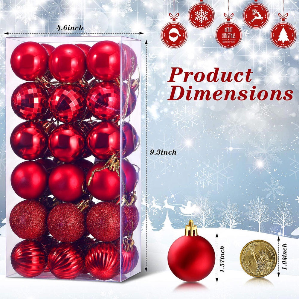 KI Store Teal And Clear Christas Balls 36pcs Shatterproof Christas