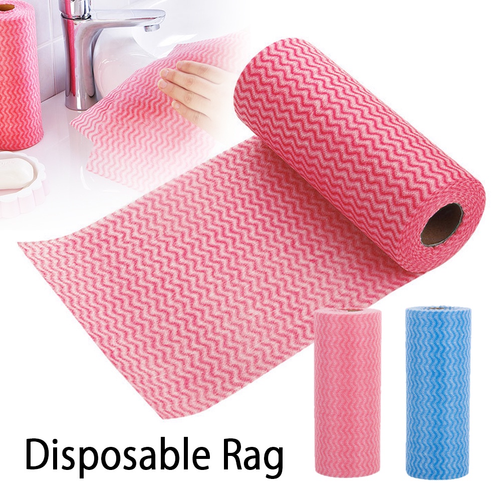 50pcs/roll Disposable Non-woven Cleaning Cloths Lazy Rags Scouring Pad ...