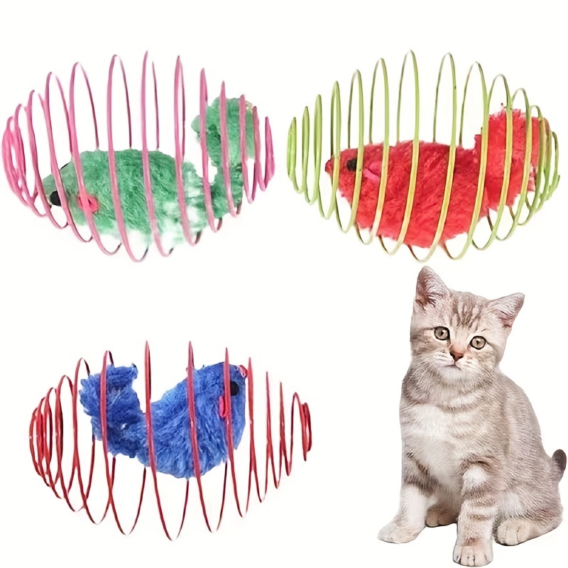 3Pcs Cat Spring Balls Stretchable Cat Springs Toys Interactive Cat Toy ...
