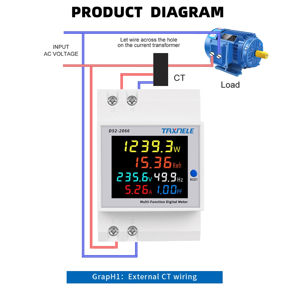 6IN1 color display Voltmeter Current Ammeter Power Factor Electric ...