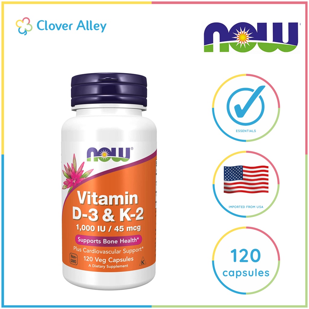 Ngayon Foods Vitamin D3 & K2 45mcg (1000 IU) 120 Veg Capsules(09/2025