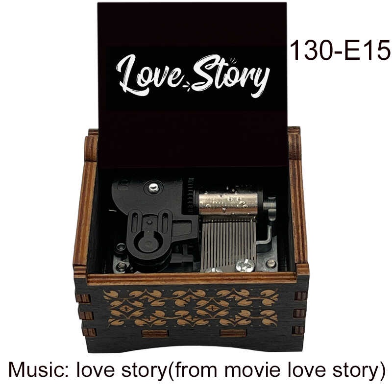 Movie Love Story Music Box Wooden mechanical Romantic Love Story
