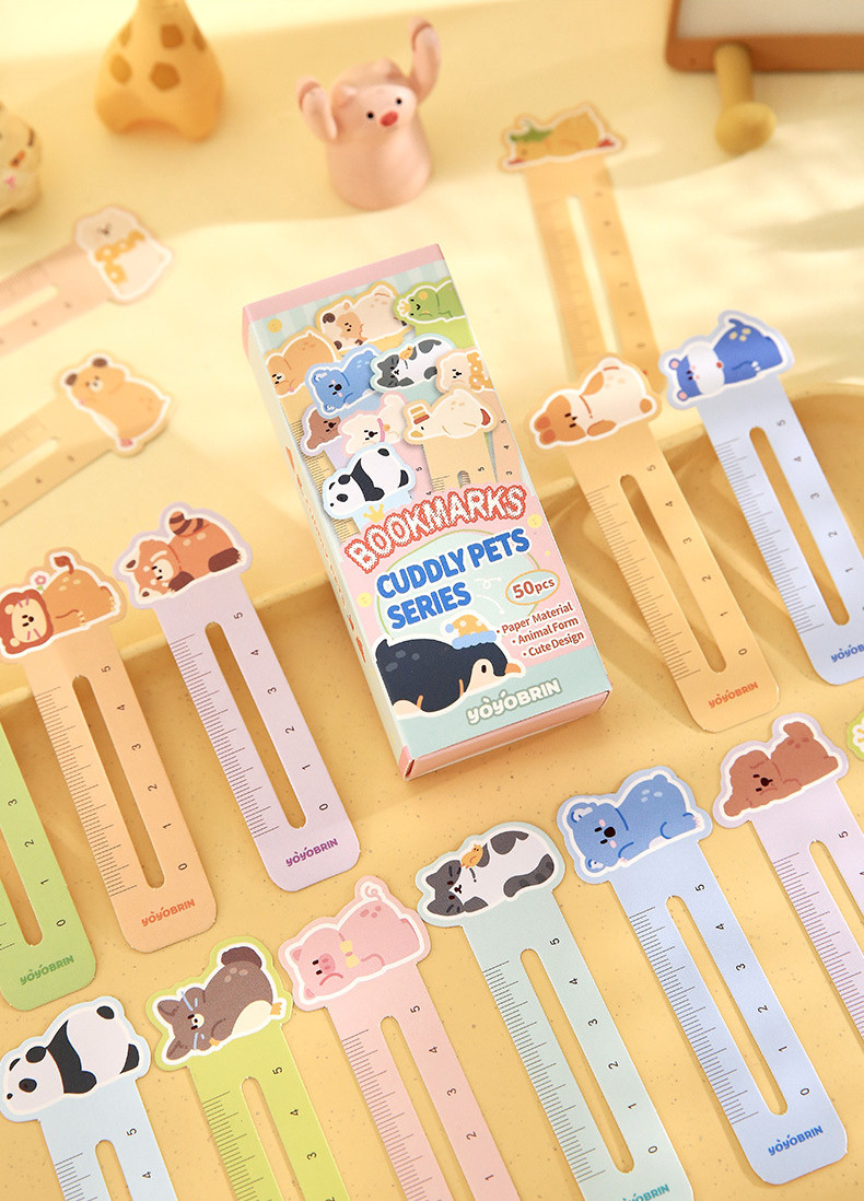 Mr. Paper 50 sheets/box ruler Bookmarks Cute Panda Raccoon Crocodile ...