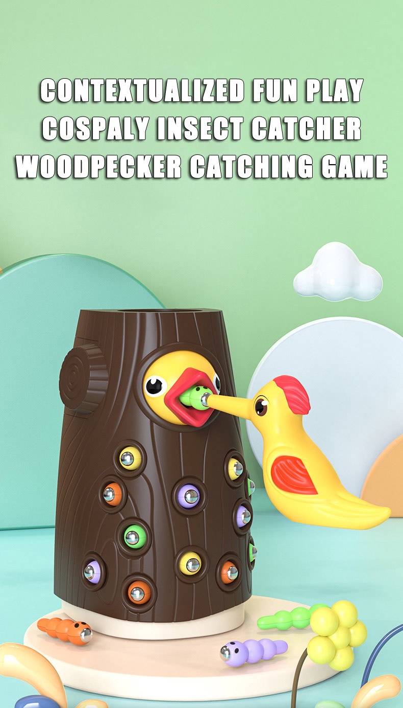 Child Woodpecker Fishing Magnetic Bird Catching Insect Worm Busyboard ...