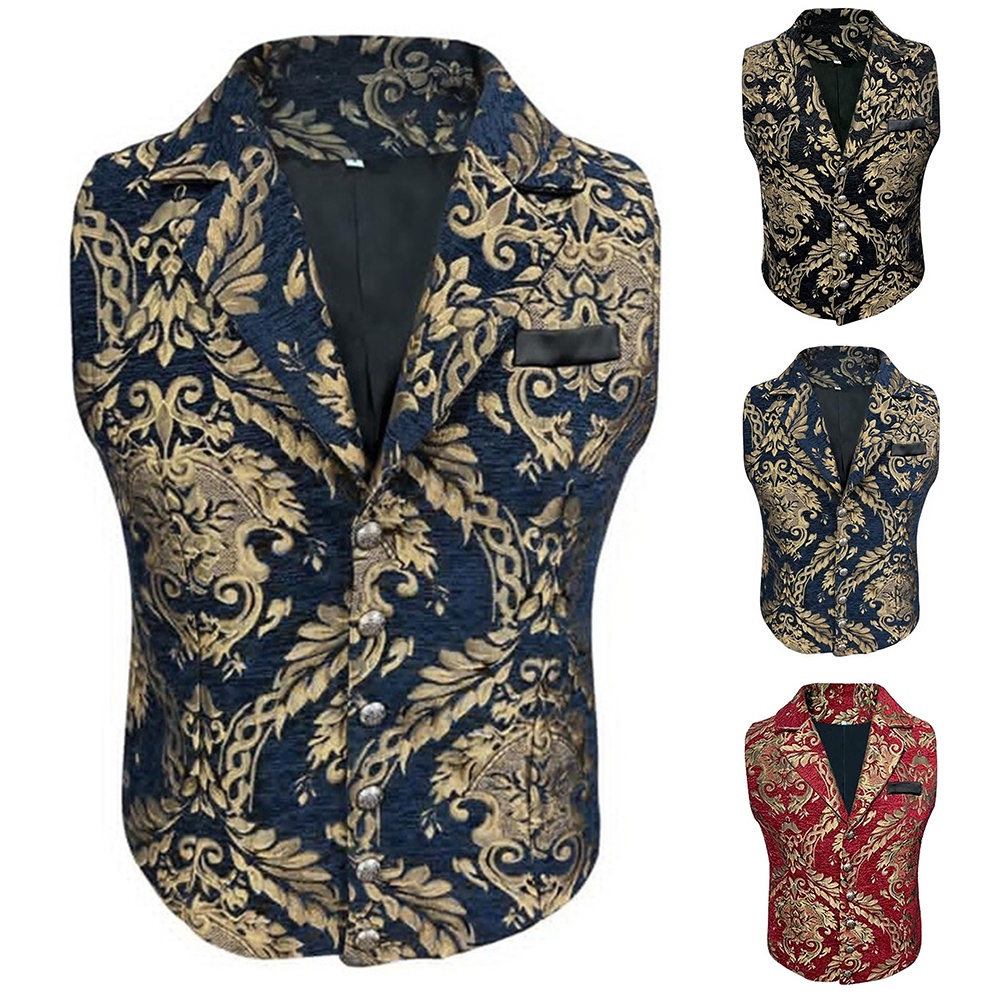 Mens Gothic Steampunk Waistcoat Victorian Medieval Vest Cosplay Costume