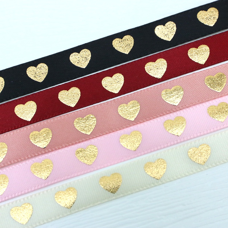 (10m/roll) Width 10mm Golden Love Ribbon Valentine's Day Wedding ...