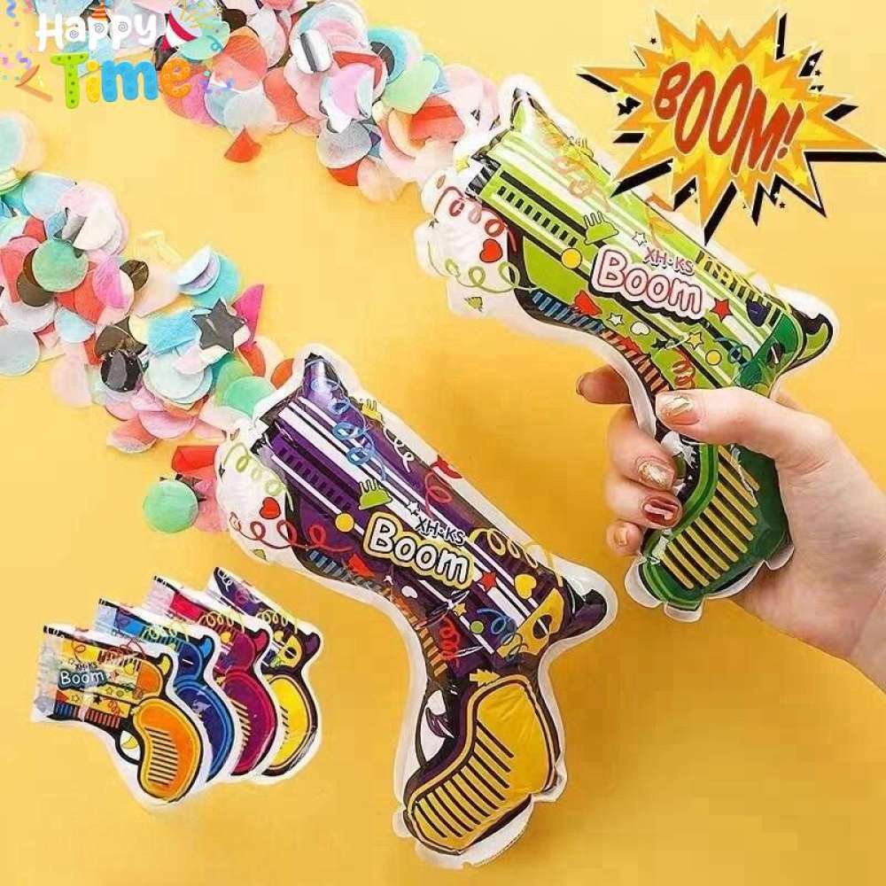 Confetti Fireworks Inflatable Toy Gun Foil Balloons Poppers Cannon Gun ...