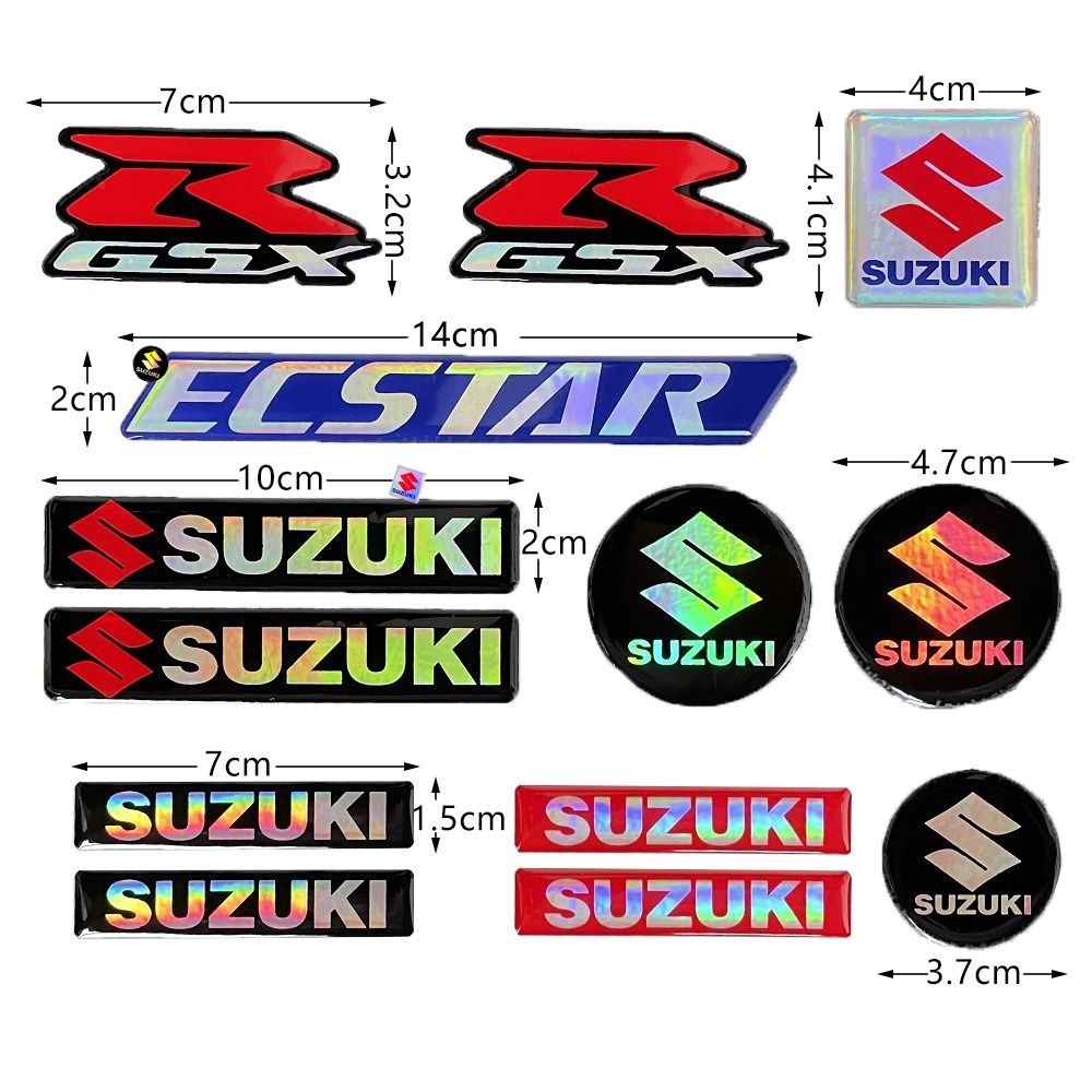 1 Set of 3D Suzuki RGSX ECSTAR Logo Emblem Badge Stickers Laser Rainbow ...
