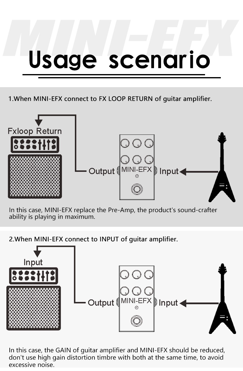 M-Vave Mini-EFX – Pédale Multi-Effets Compacte – 4 Overdrive + 4 Distorsion + Boost – EQ 3 Bandes & True Bypass