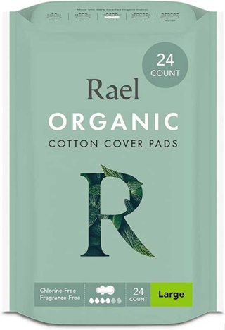 Rael Organic Cotton Sanitary Pads /Micro Thin Panty Liners, Regular, Large, Period  Underwear Pads