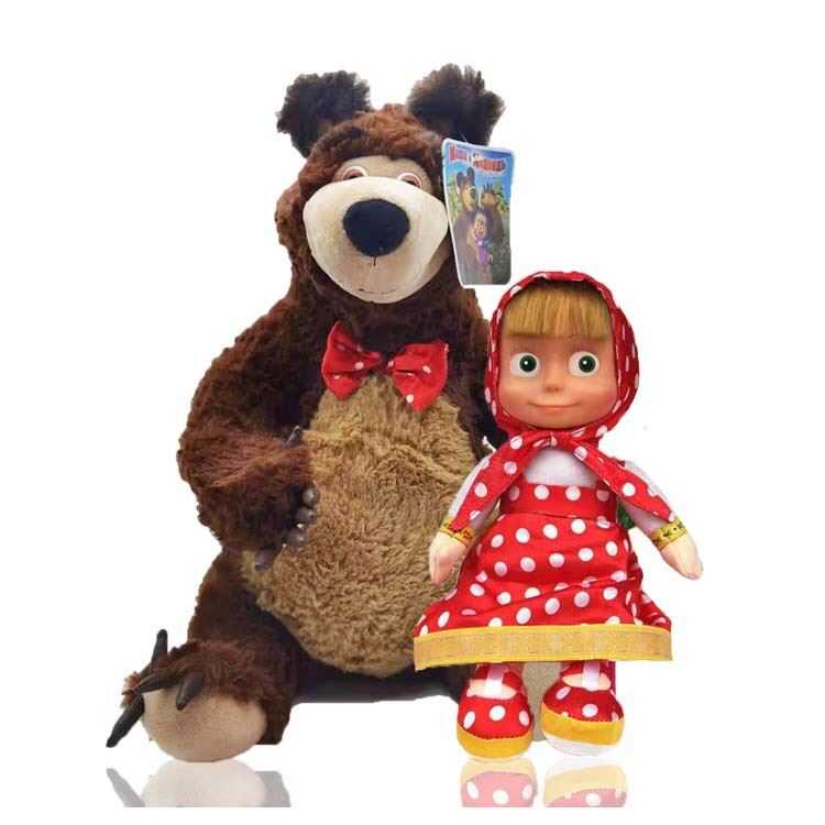 Latest Hot Sales Classic Early Education Anime Doll Masha Girl Misha Bear Plush Toy With Music 