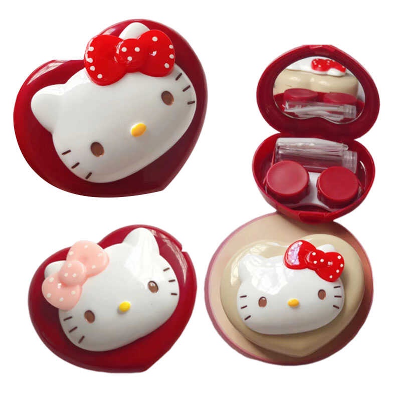 Heart Shaped Hello Kitty Contact Lens Cases New Sanrio Kitty Contact Lens Box Na May Mirror ...